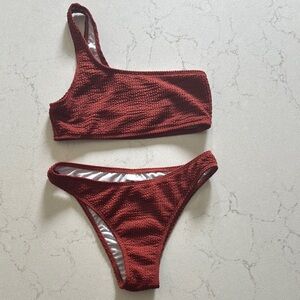 One-Shoulder burnt orange Bikini Set